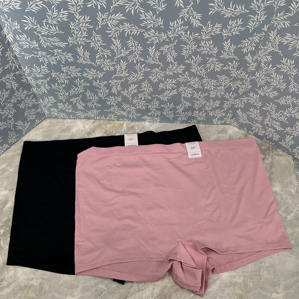 NEW Auden 2pr seamless boyshort underwear black pink panties 3X